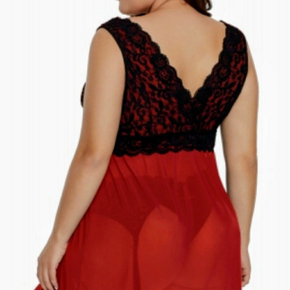 NWT Sexy Red & Black Babydoll set - Picture 3 of 4